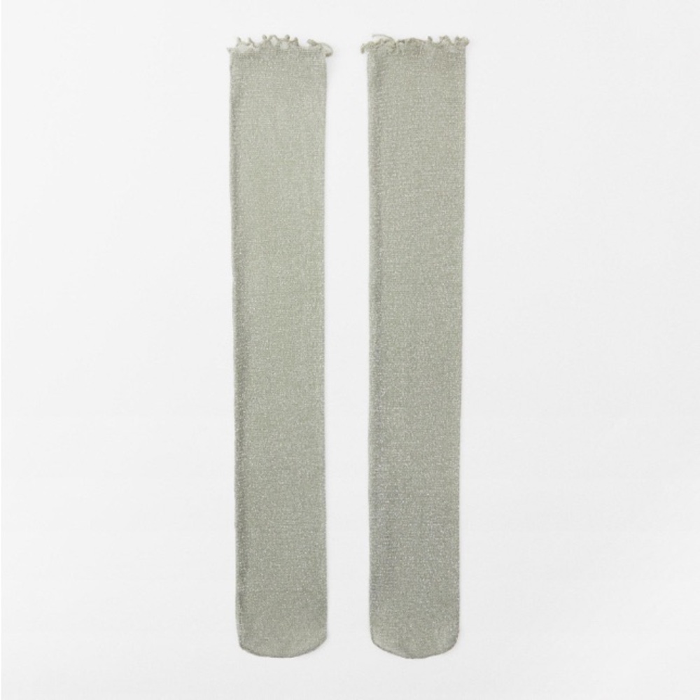 Zara METALLIC THREAD SOCKS. Gray Green. Size M. New with Tags. - Picture 2 of 2